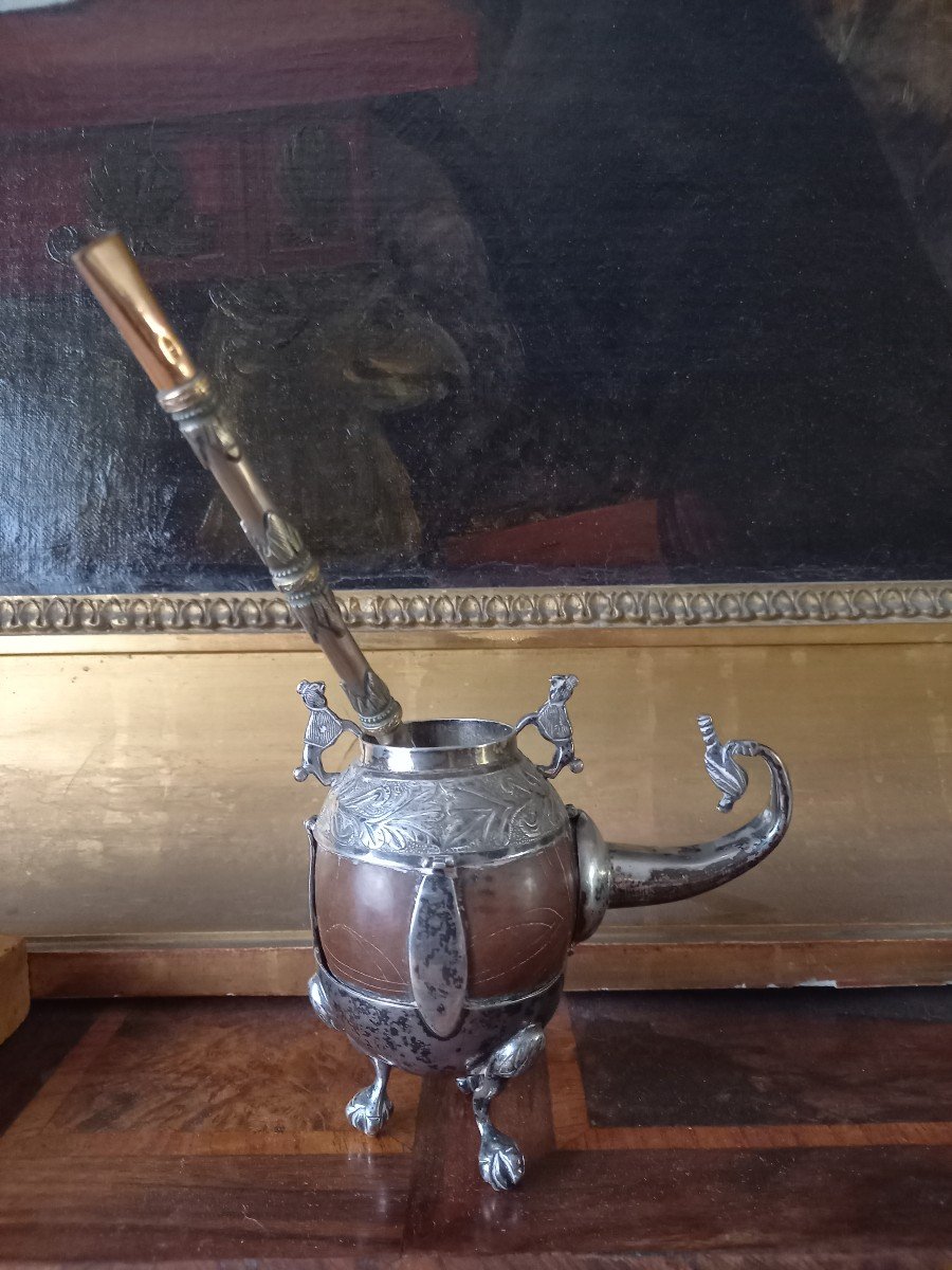 Mate Bowl, 19th Century Silver Frame, And An Antique Bombilla -photo-2