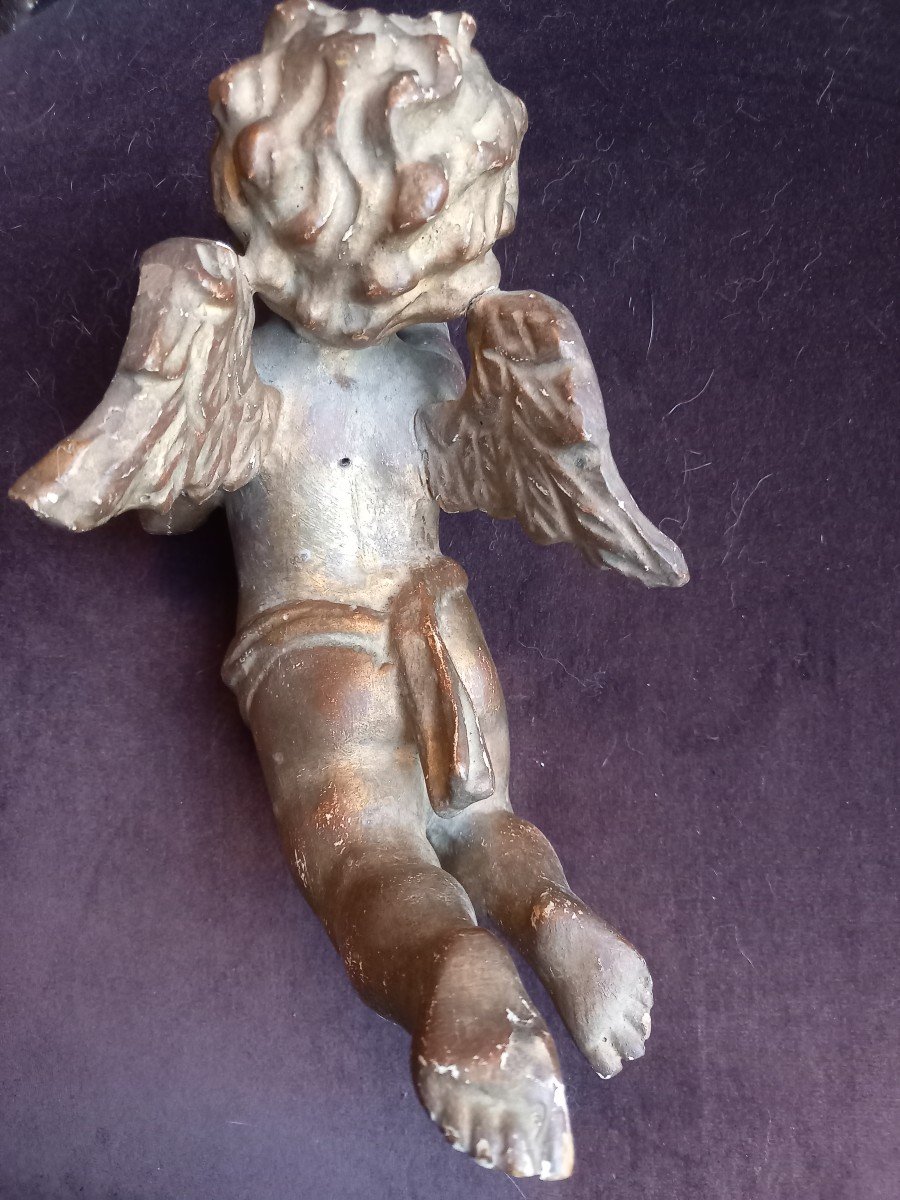 19th Century Gilded Wooden Angel -photo-3