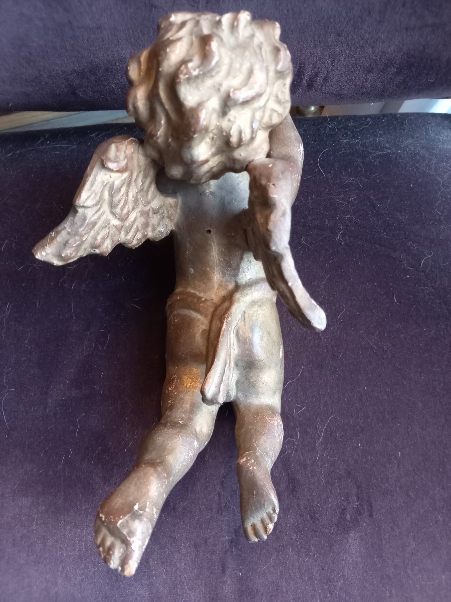 19th Century Gilded Wooden Angel -photo-4