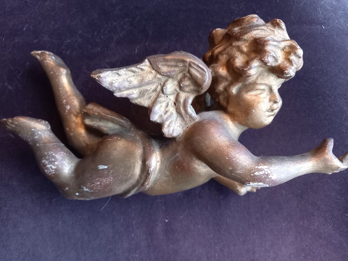 19th Century Gilded Wooden Angel 