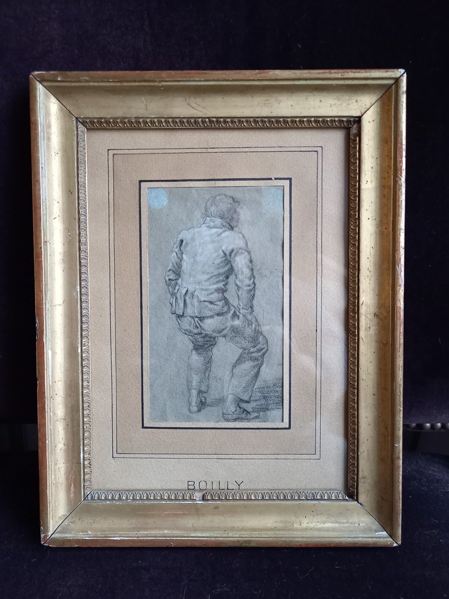 18th Century Drawing: Young Man From Behind, Slapping His Thighs -photo-2