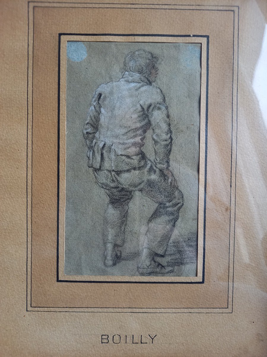 18th Century Drawing: Young Man From Behind, Slapping His Thighs -photo-3