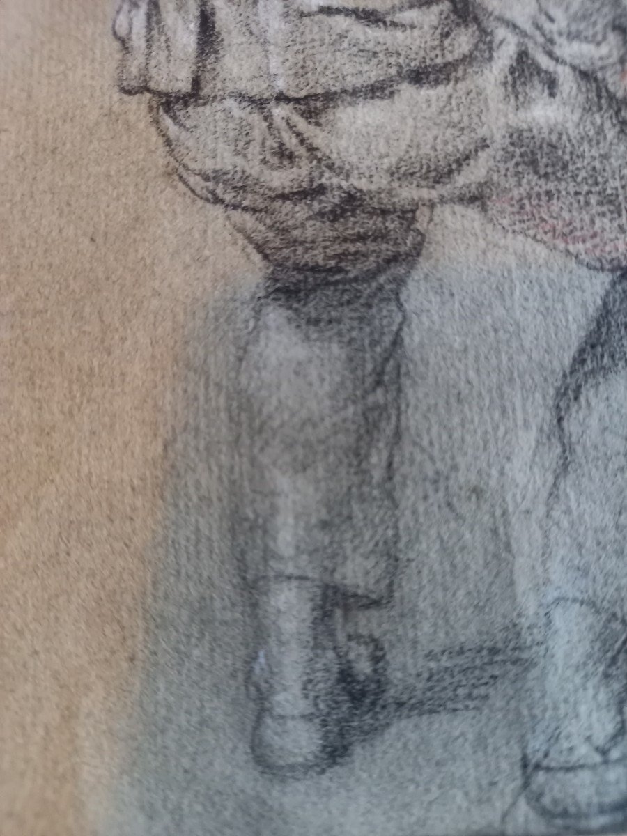 18th Century Drawing: Young Man From Behind, Slapping His Thighs -photo-2