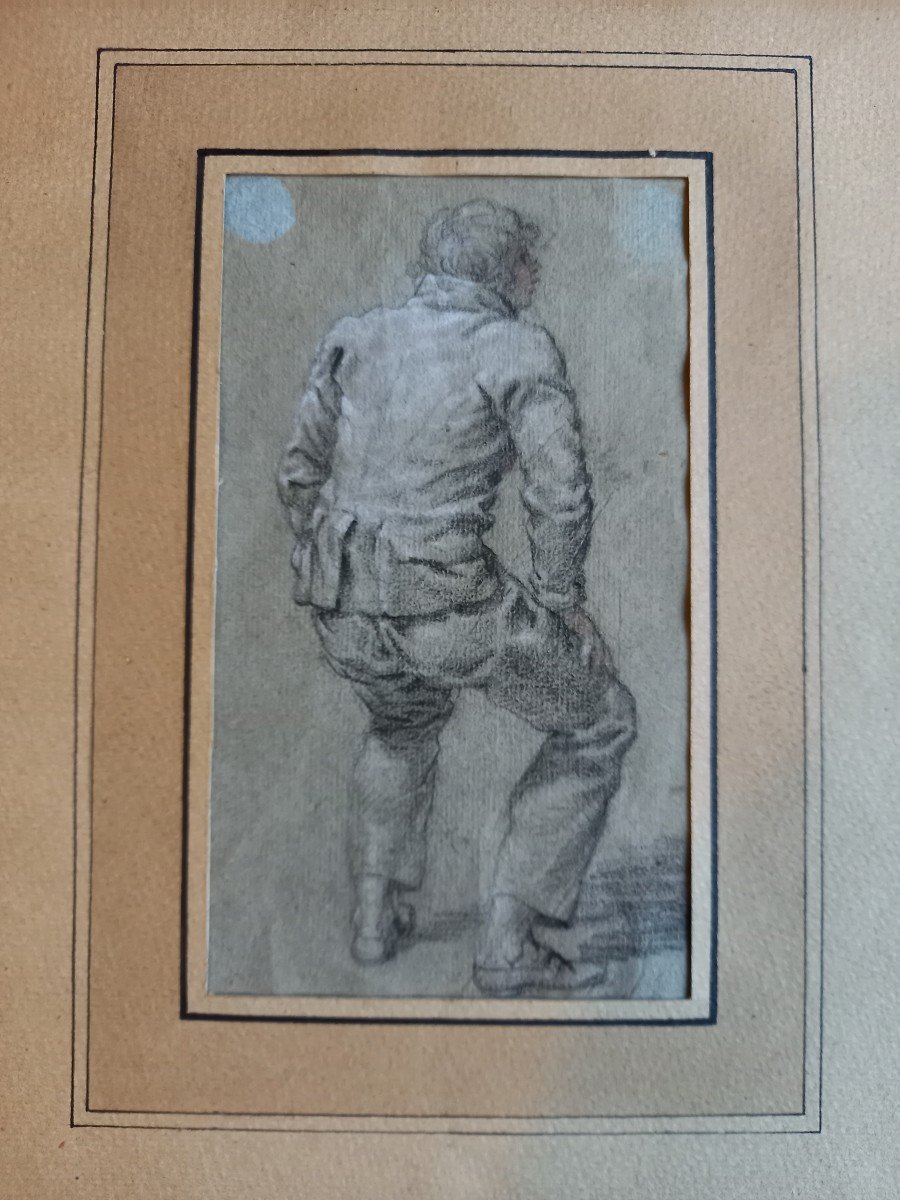 18th Century Drawing: Young Man From Behind, Slapping His Thighs 