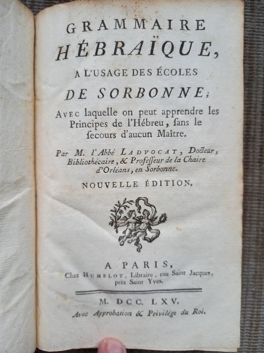 Grammaire Hébraïque à l'Usage Des écoles De Sorbonne.  édition De 1765-photo-2