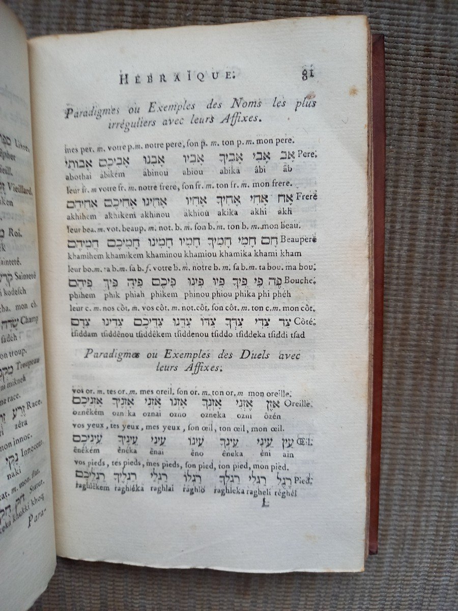 Grammaire Hébraïque à l'Usage Des écoles De Sorbonne.  édition De 1765-photo-1