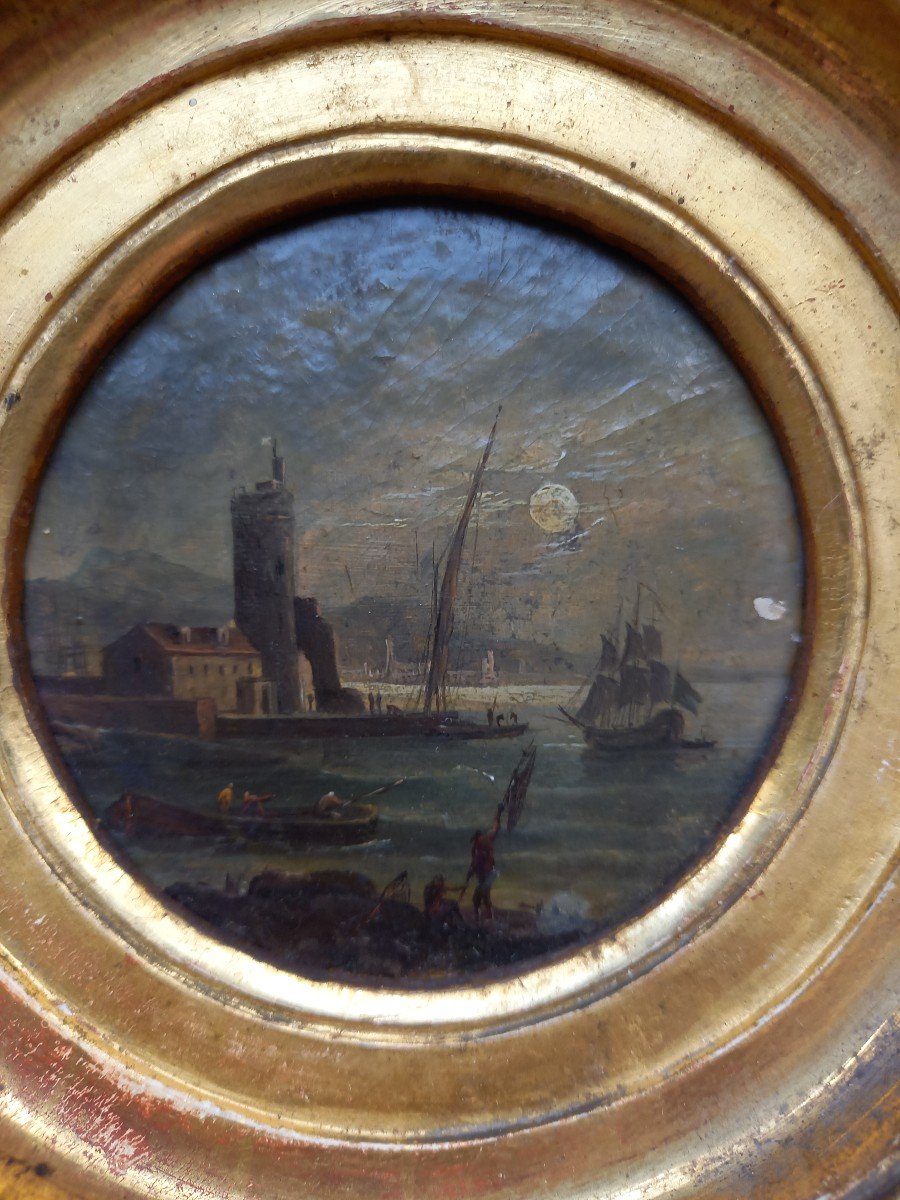 18th Century Port View In Miniature In The Style Of Henry d'Arles