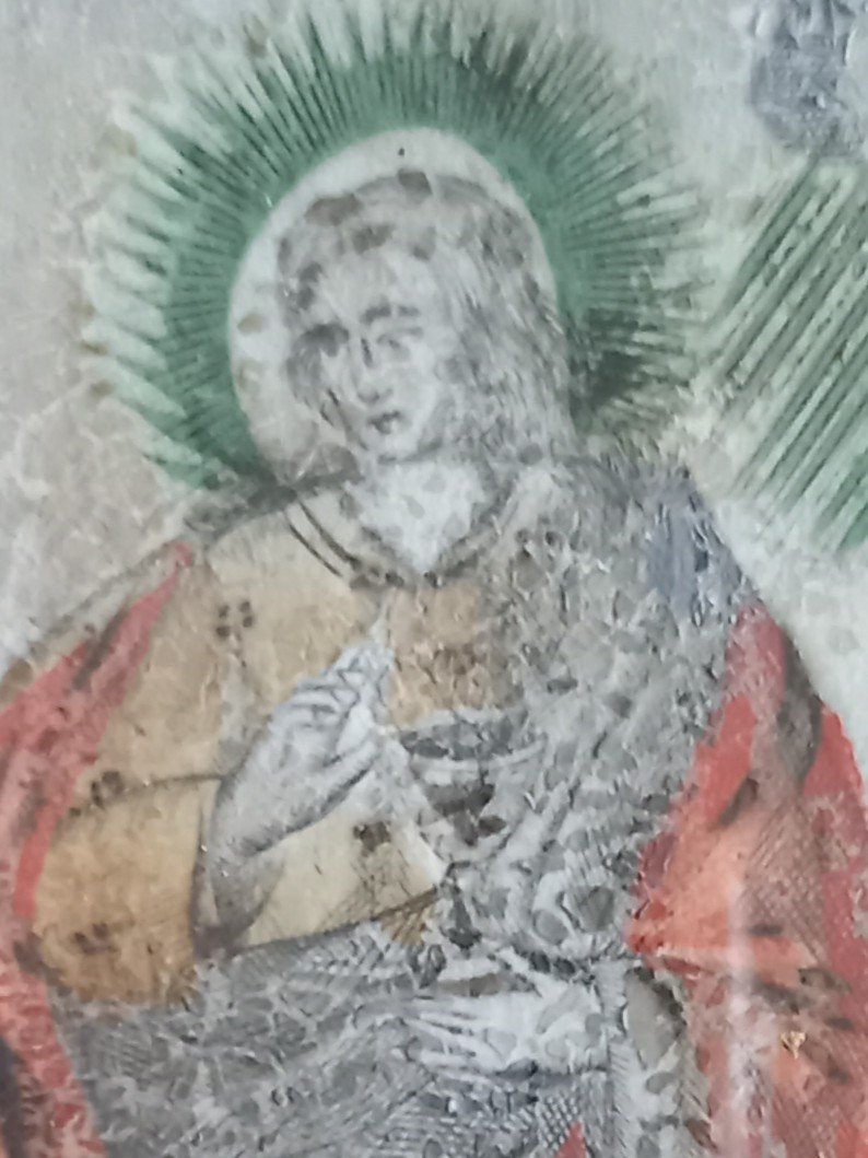 Saint John, 18th Century Drawing In A Paperolle Decor-photo-1