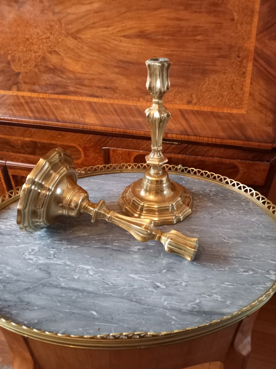 Pair Of 18th Century Bronze Candlesticks -photo-2