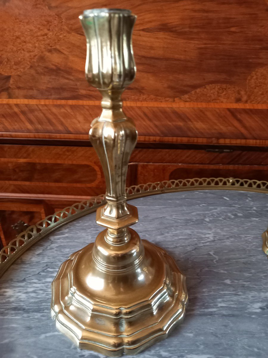 Pair Of 18th Century Bronze Candlesticks -photo-3