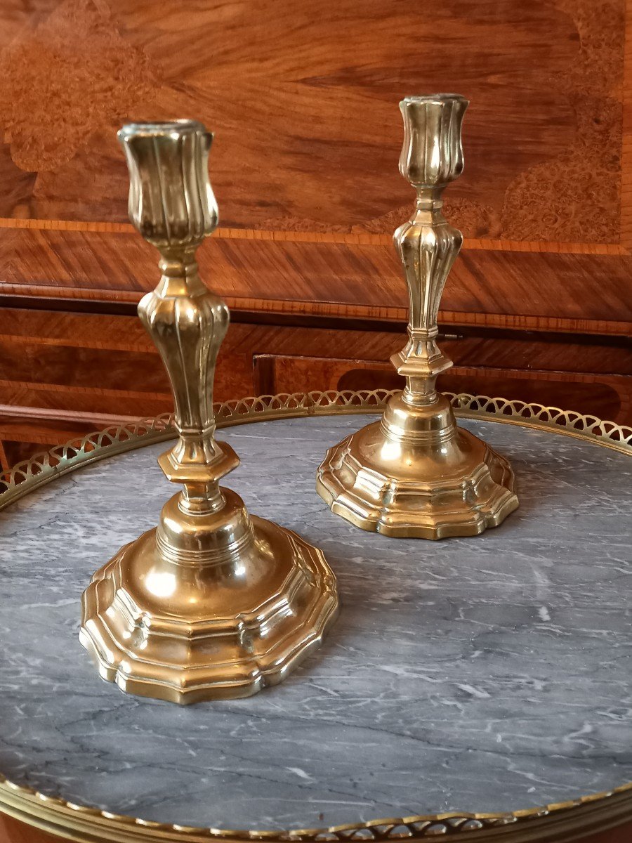 Pair Of 18th Century Bronze Candlesticks 