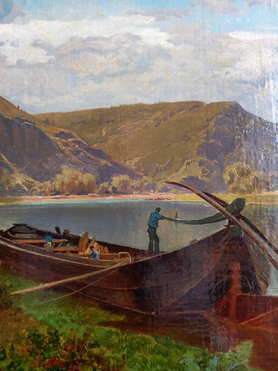 Francois Roffiaen : La Meuse Aux Environs De Waulsort.  Daté 1848-photo-1