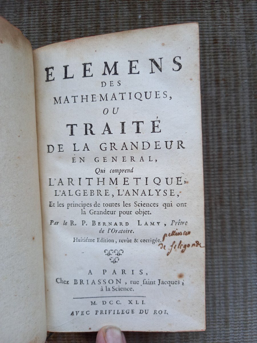 éléments De Mathématiques  Ou Traité De La Grandeur.  1761-photo-3