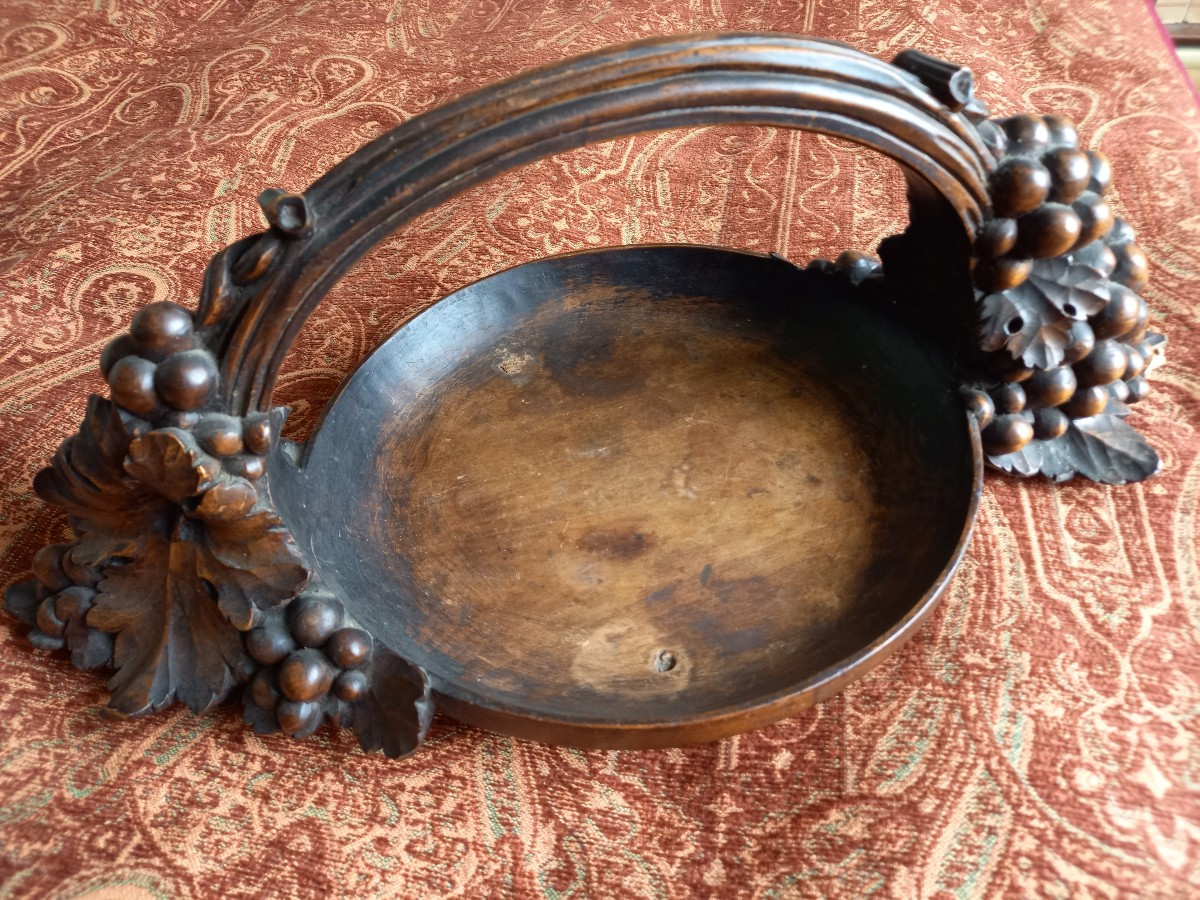 Art Deco Carved Wooden Fruit Bowl-photo-2