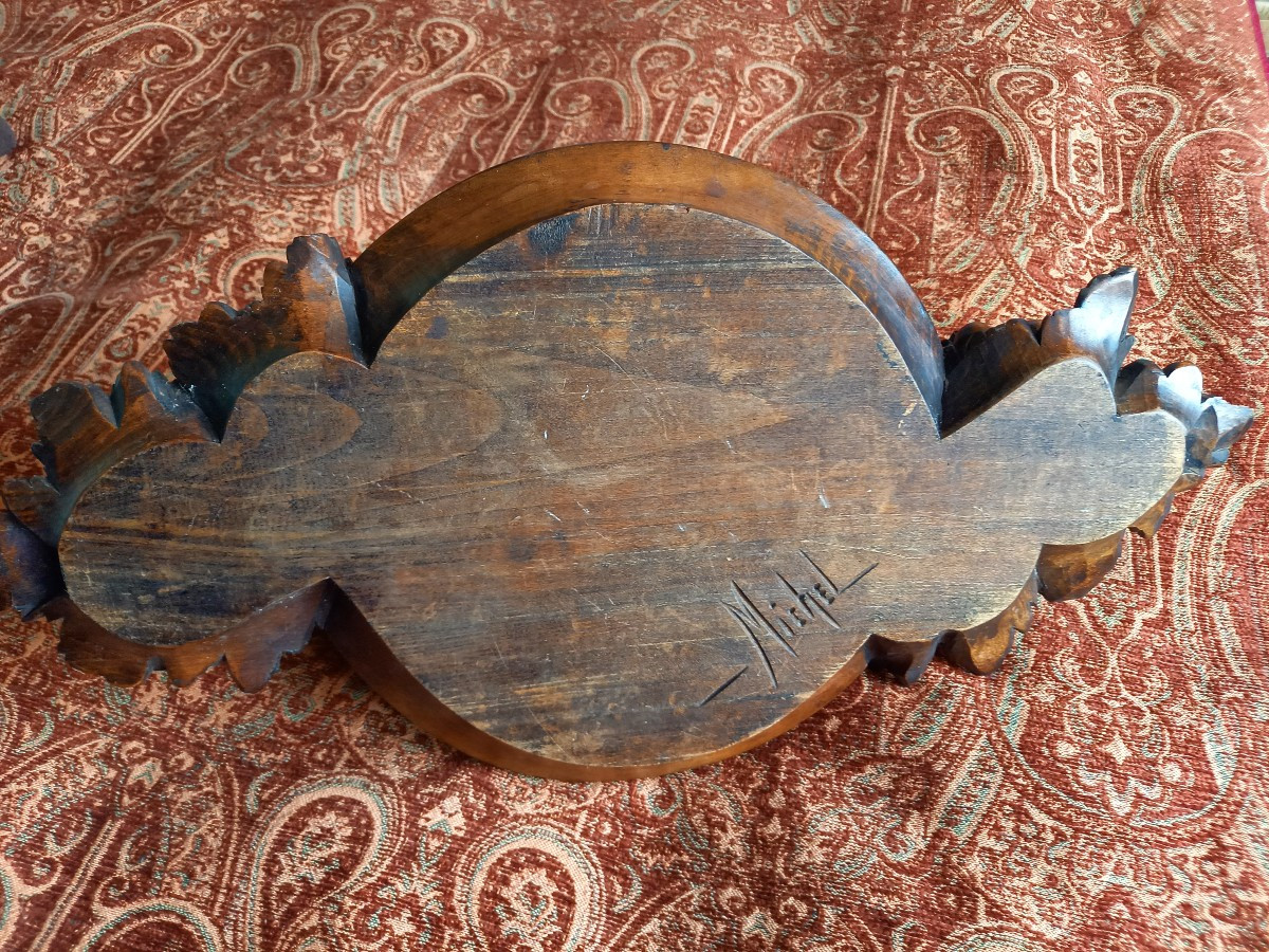 Art Deco Carved Wooden Fruit Bowl-photo-3