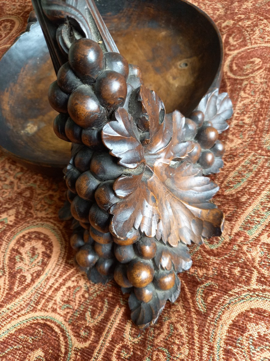 Art Deco Carved Wooden Fruit Bowl-photo-4