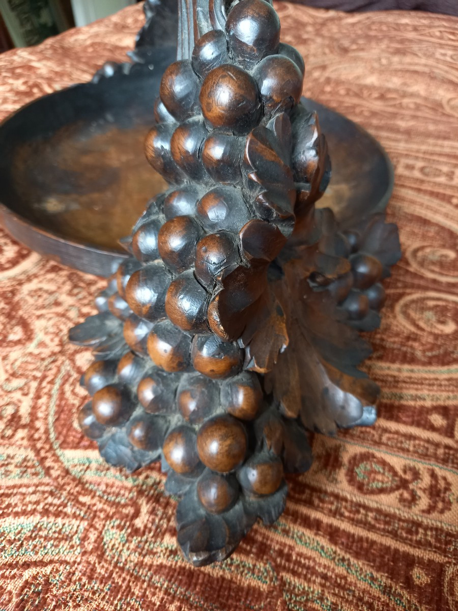 Art Deco Carved Wooden Fruit Bowl-photo-2