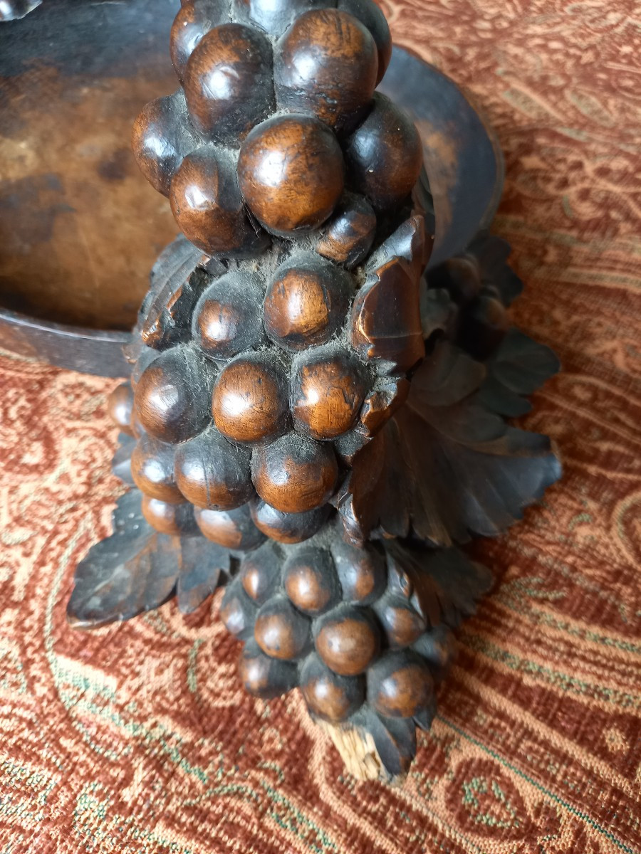 Art Deco Carved Wooden Fruit Bowl-photo-3