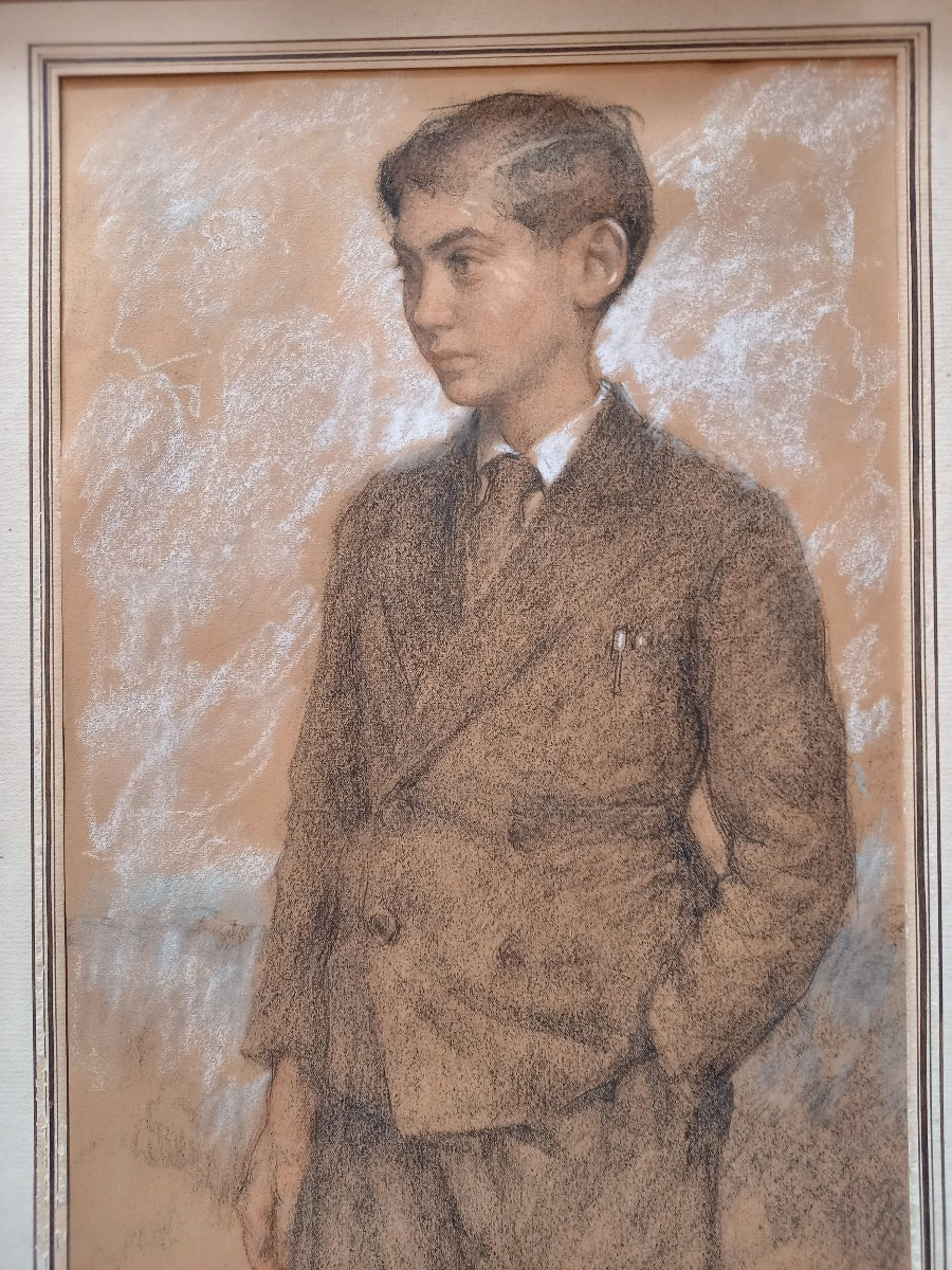 Charcoal Portrait Of An Adolescent Dated 1936-photo-2
