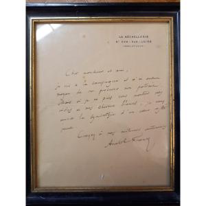 Lettre Autographe d'Anatole France 