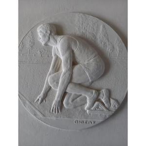 Bas Relief Sculpté Sur Platre Par Lucien Gibert 