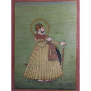 Miniature Indienne : Sawai Madho Sing Maharadja De Jaipur