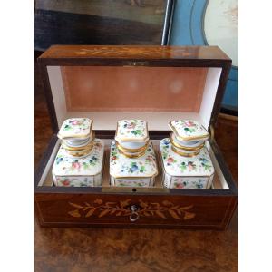 Paris Porcelain And Marquetry Tea Box, Circa 1830