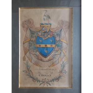 English Coat Of Arms, Watercolour Circa 1840