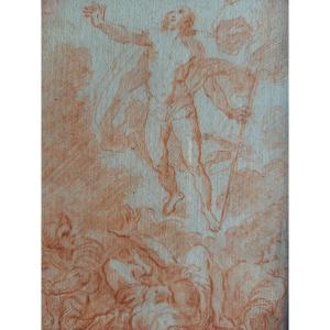 Christ Triumphant, Red Chalk Drawing, Bearing An Old Attribution To Jouvenet 