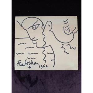 Jean Cocteau : Petit Croquis De Remerciements  1/