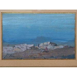 Francis Blin: Gouache Miniature The Watchers Of The Desert 