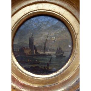 18th Century Port View In Miniature In The Style Of Henry d'Arles