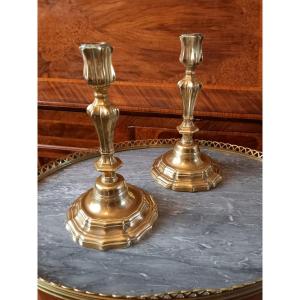 Pair Of 18th Century Bronze Candlesticks 