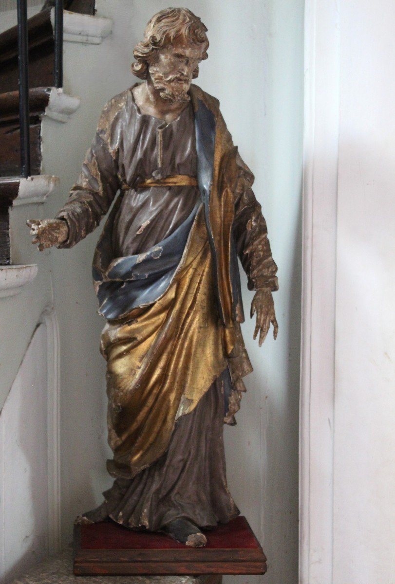 Large 18th Century Carved Wooden Saint Joseph