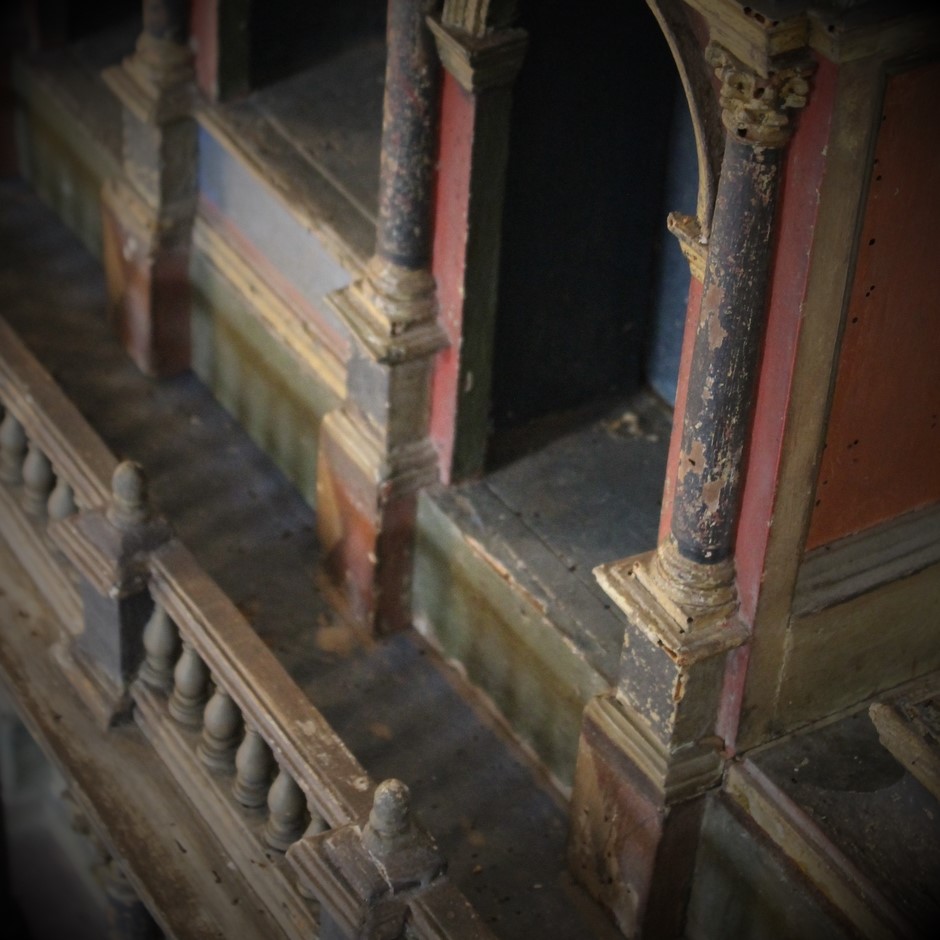 Cabinet De Curiosités Italien En Bois Peint Du XVIIème Siècle-photo-4