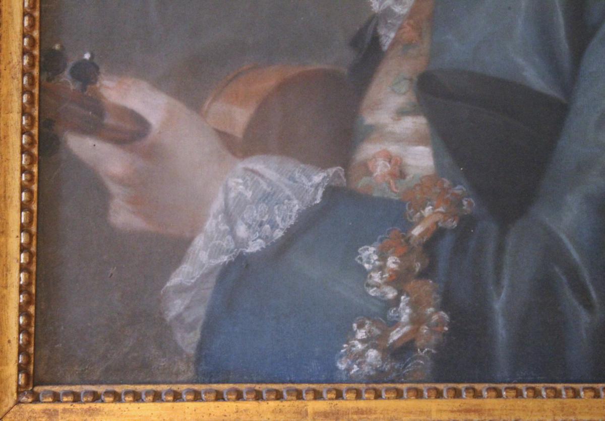 Big Picture In Pastel A Violinist, From Eighteenth Century French School-photo-1