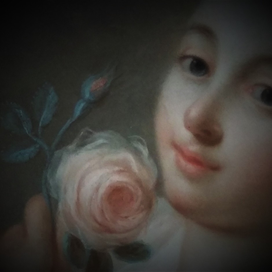 Pastel "la Jeune Fille à La Rose" Ecole Française Du XVIIIe Siècle-photo-3