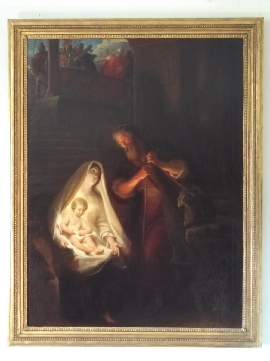 Jean Lecomte Du NouŸ (1842-1923) "la Sainte Famille", Huile Sur Toile Signée Et Datée 1906-photo-4