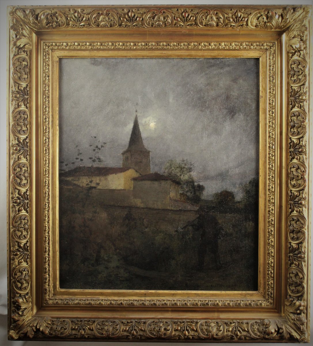 Jules Bastien-Lepage (1848-1884), "Clair de lune à Damvillers", huile sur toile signée datée