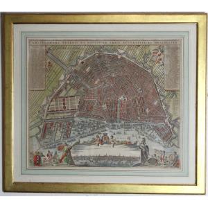 Amsterdam, Large Watercolor Engraving