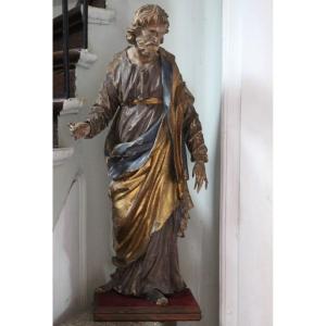 Grande statue de Saint Joseph En Bois Sculpté Du XVIIIème Siècle