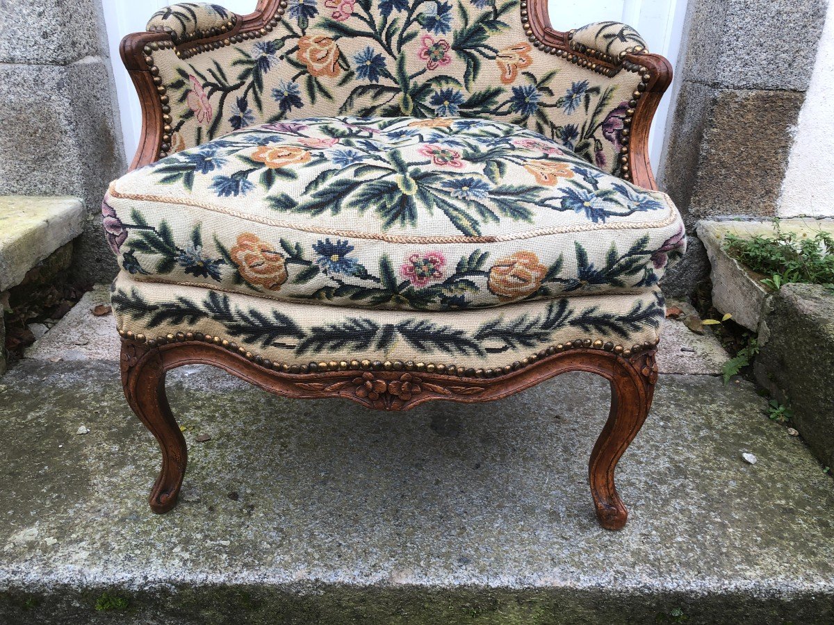 Bergere Louis XV Period In Natural Beech-photo-2