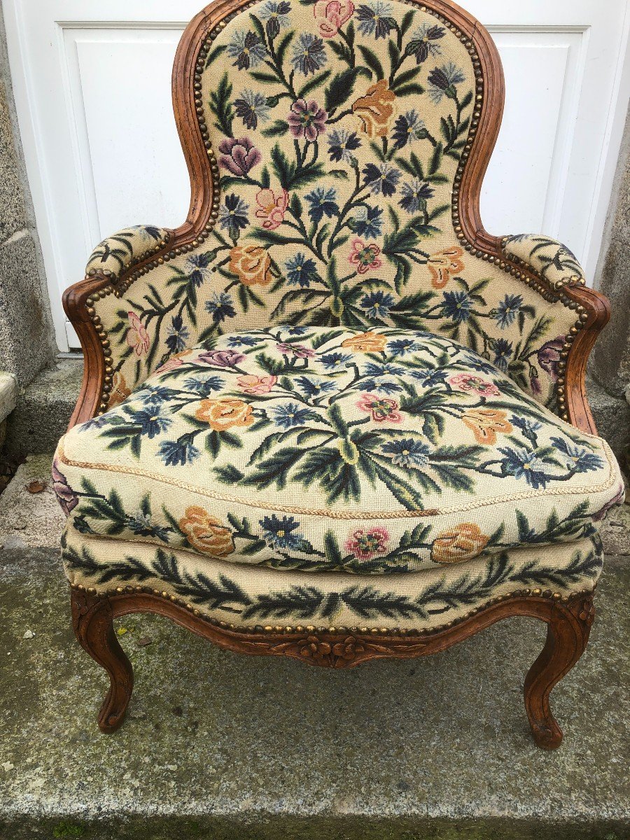 Bergere Louis XV Period In Natural Beech-photo-1