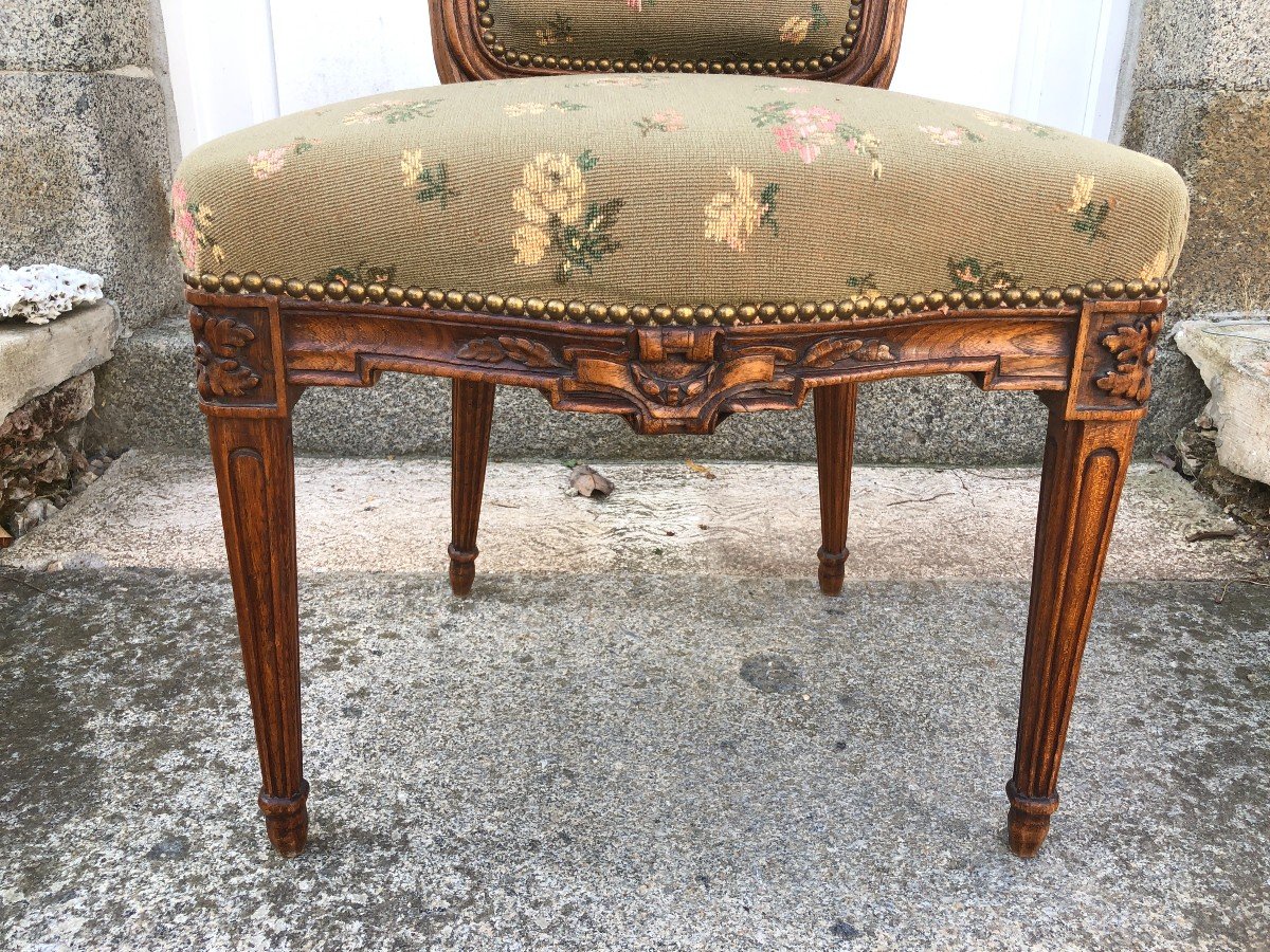 Suite Of Four Louis XVI Period Chairs In Elm-photo-1