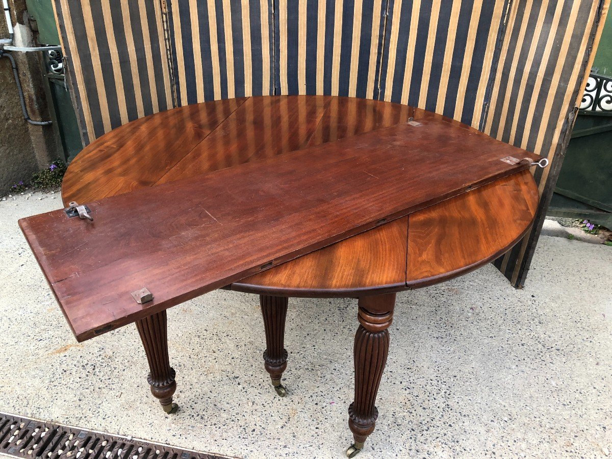 Large Table In Solid Mahogany, Restoration Period-photo-5