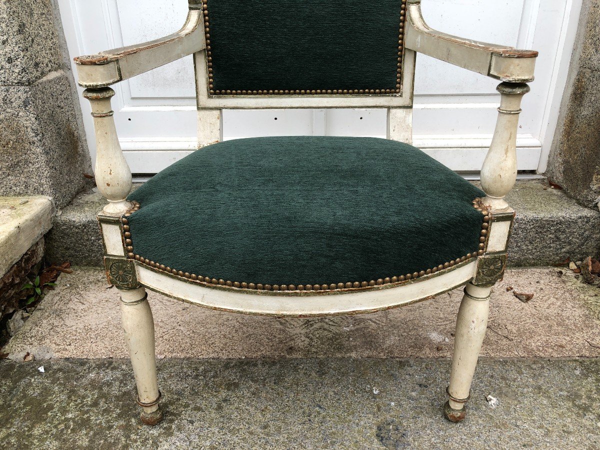 Suite Of Four Lacquered Directoire Period Armchairs-photo-4