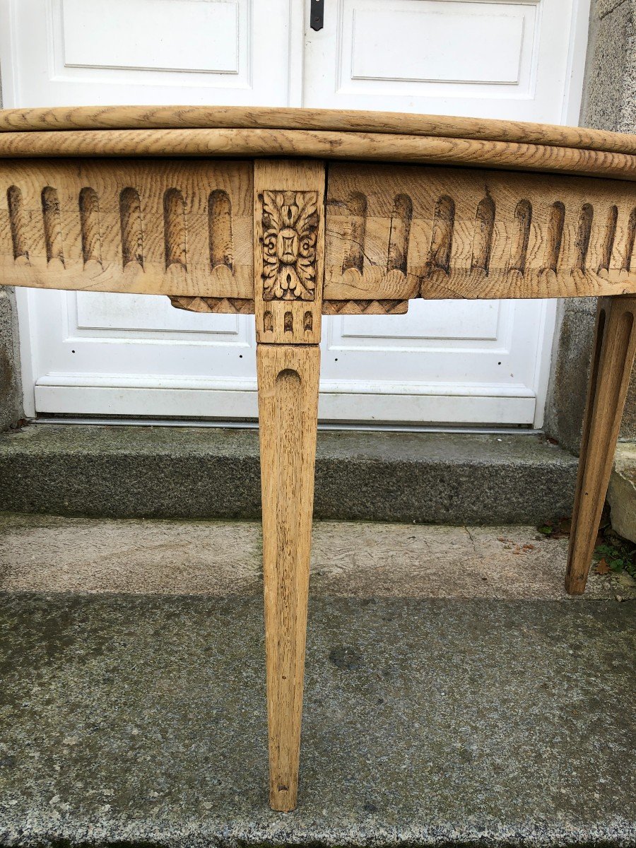 Louis XVI Period Half-moon Table In Natural Oak-photo-3