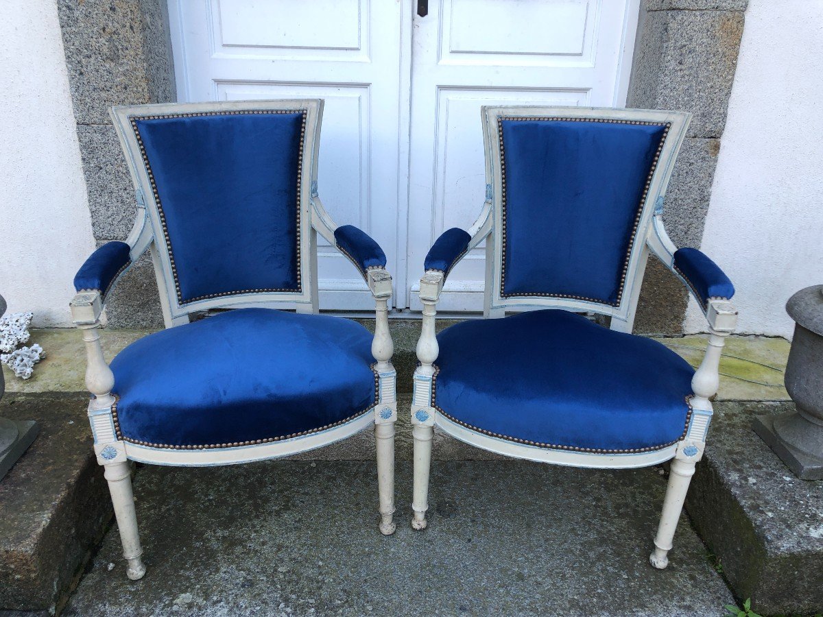 Pair Of Lacquered Directoire Period Armchairs-photo-1