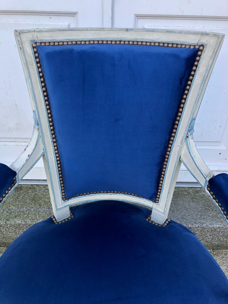 Paire De Fauteuils d'époque Directoire Laqués-photo-2