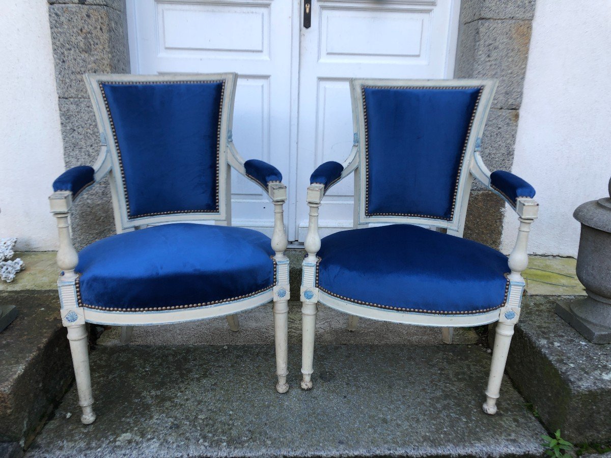 Pair Of Lacquered Directoire Period Armchairs